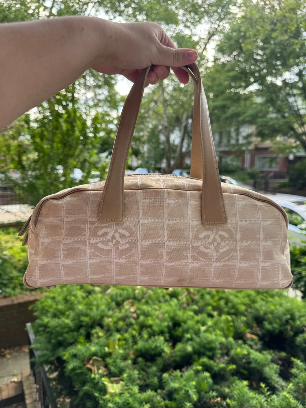 Chanel Y2K Beige Travel Ligne East West Shoulder Bag
